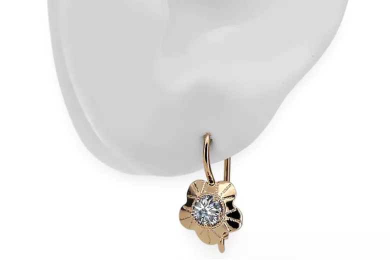 Auskarai Vintažiniai amatai Žirkoniai Originalus 14k rožinio aukso vintage vec028r